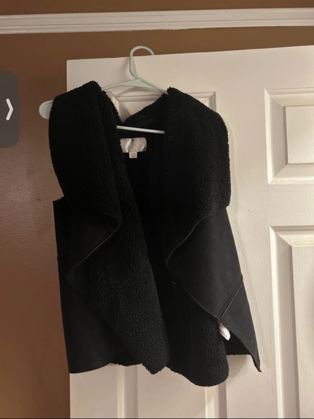 Women's Black Faux Shearling Hooded Vest